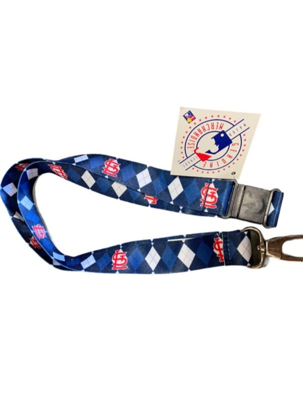 St Louis Cardinals Lanyard Keychain Argyle Reversible Blue With Clip New MLB